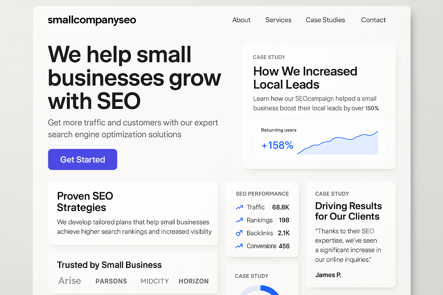 smallcompanyseo.com website mockup